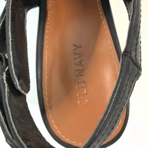 Old Navy Strap Heeled Peep Toe Mule Black - Picture 7 of 7